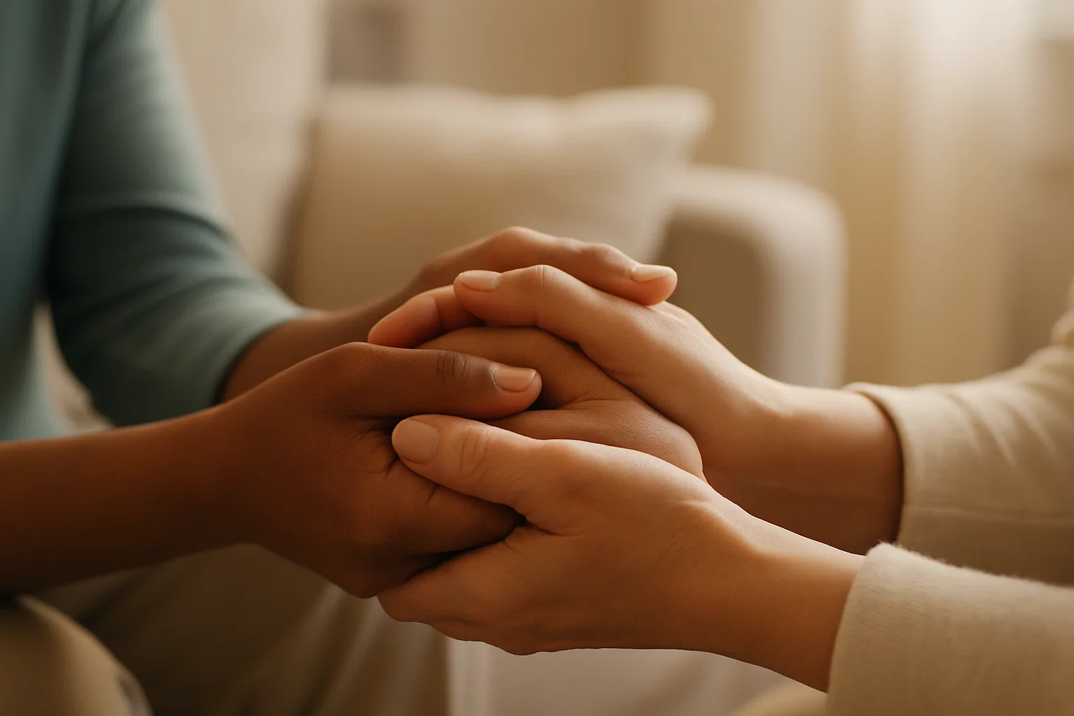 Caring hands representing compassionate patient care